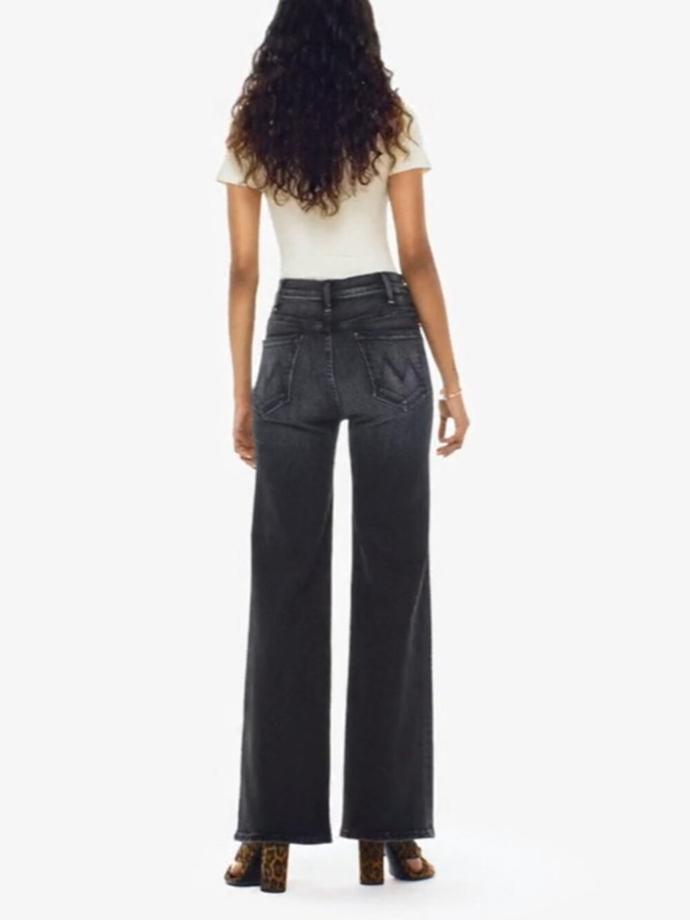 MOTHER Hustler Roller Sneak Jeans 25 Not Today Satan High Rise Wide Leg Flare - Picture 3 of 16